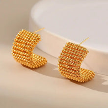 Load image into Gallery viewer, Golden Knittin Stud Earrings
