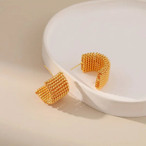 Golden Knittin Stud Earrings