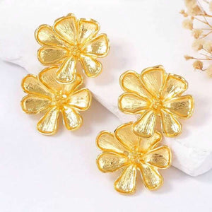 Zara Statement Double Layer Flower Dangle Earrings