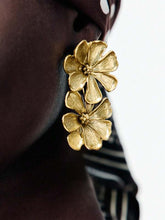 Load image into Gallery viewer, Zara Statement Double Layer Flower Dangle Earrings
