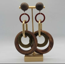 Load image into Gallery viewer, Triple Wood earrings
