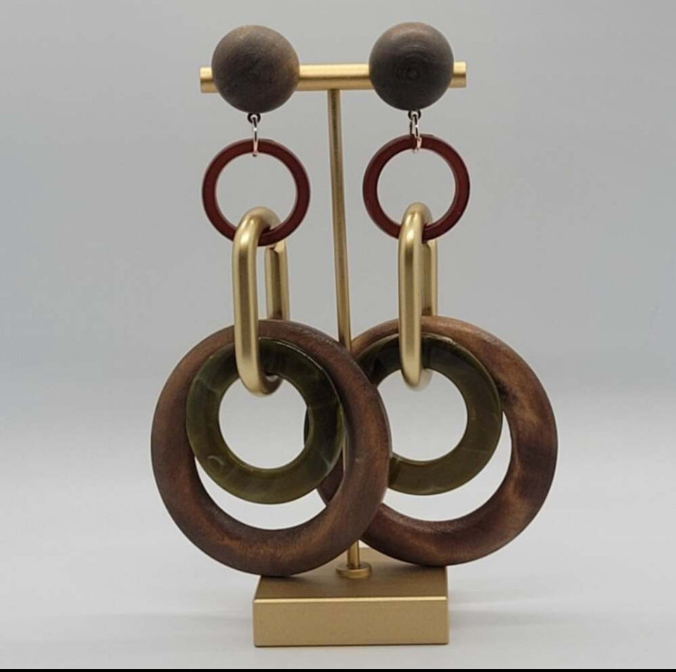 Triple Wood earrings