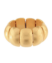 Load image into Gallery viewer, Brass Chunky Brushed Metal Dome Strand Stretch Bracelet
