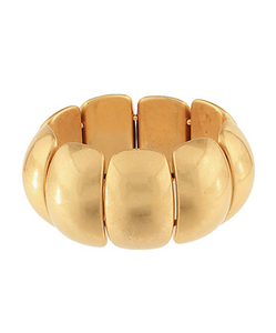 Brass Chunky Brushed Metal Dome Strand Stretch Bracelet