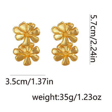 Load image into Gallery viewer, Zara Statement Double Layer Flower Dangle Earrings
