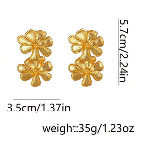 Zara Statement Double Layer Flower Dangle Earrings