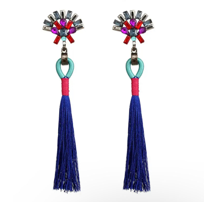 Blue stone tassel