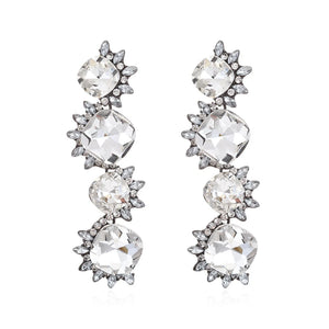 Zara Vintage Long Square Rhinestone Flower