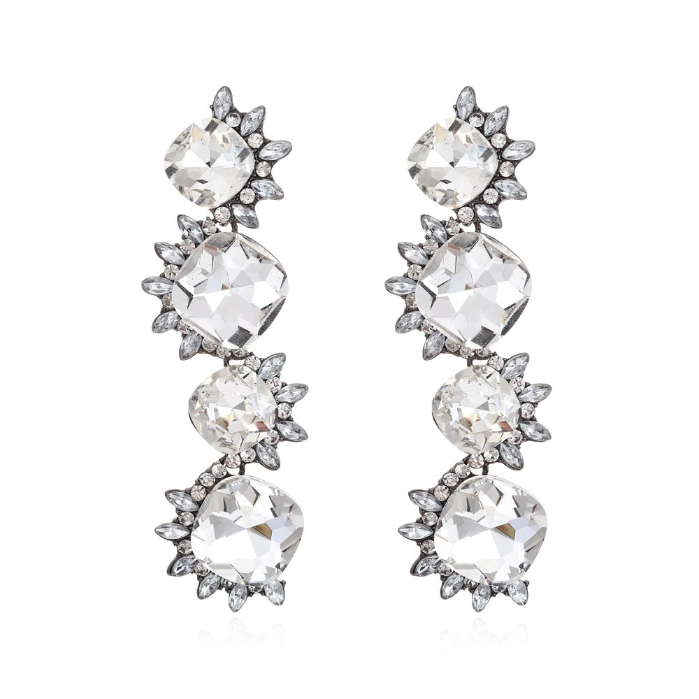 Zara Vintage Long Square Rhinestone Flower
